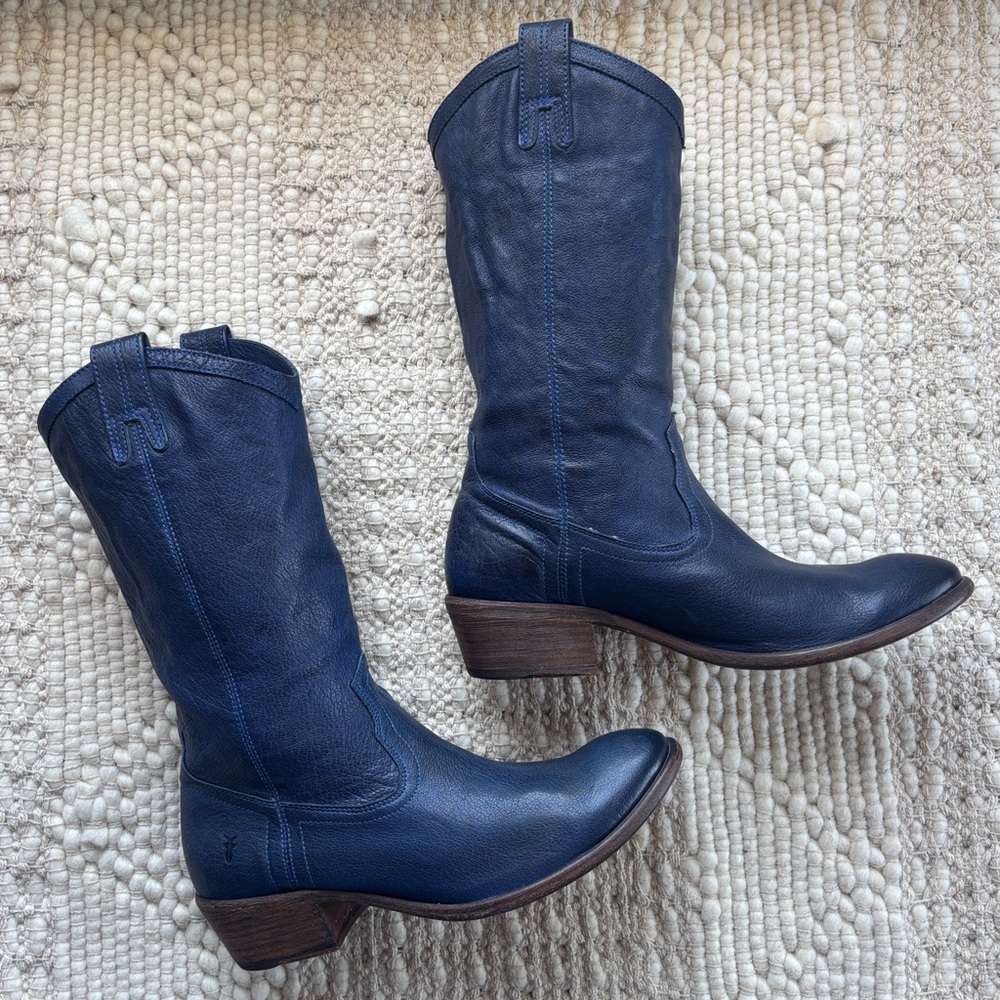 frye blue leather women’s cowboy / cowgirl western boots